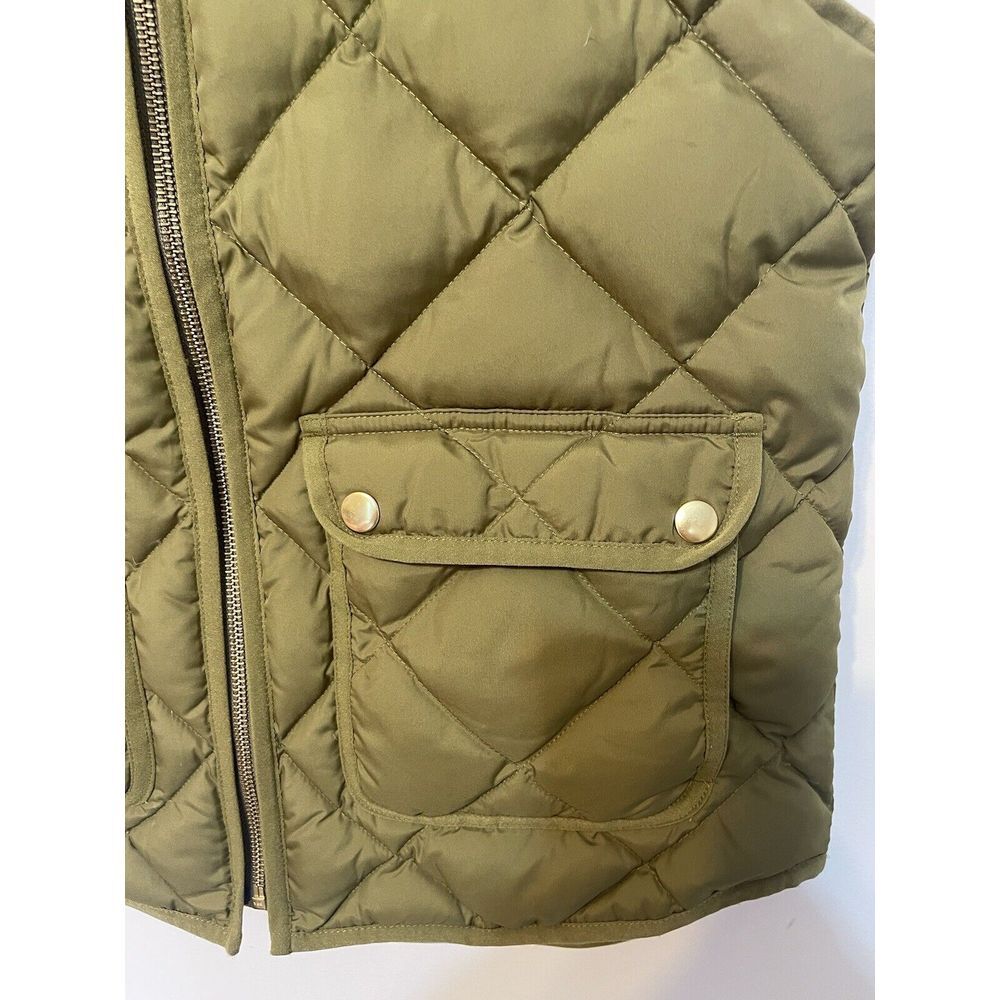 J Crew Vest‎ Womens S Olive Green Quilted Excursion Down Vest Hiking  B0109 - Picture 3 of 11